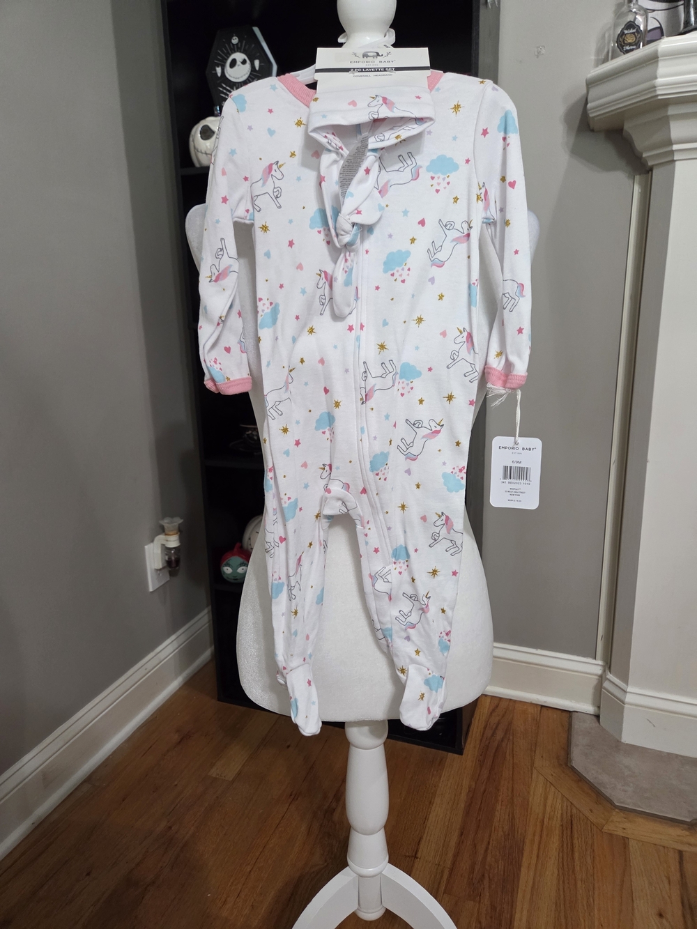 Unicorn Print White & Pink Kids Pajamas - Soft Footed Sleeper